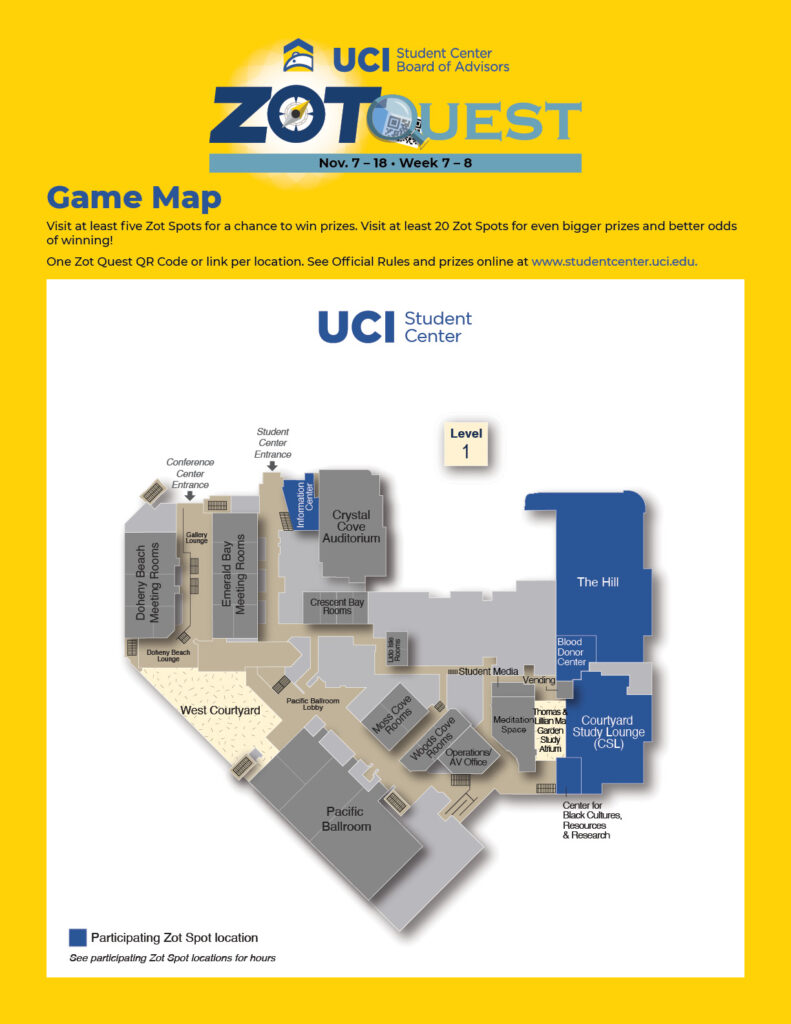 UCI Student Center & Event Services · zotquest2022gamemapthumb